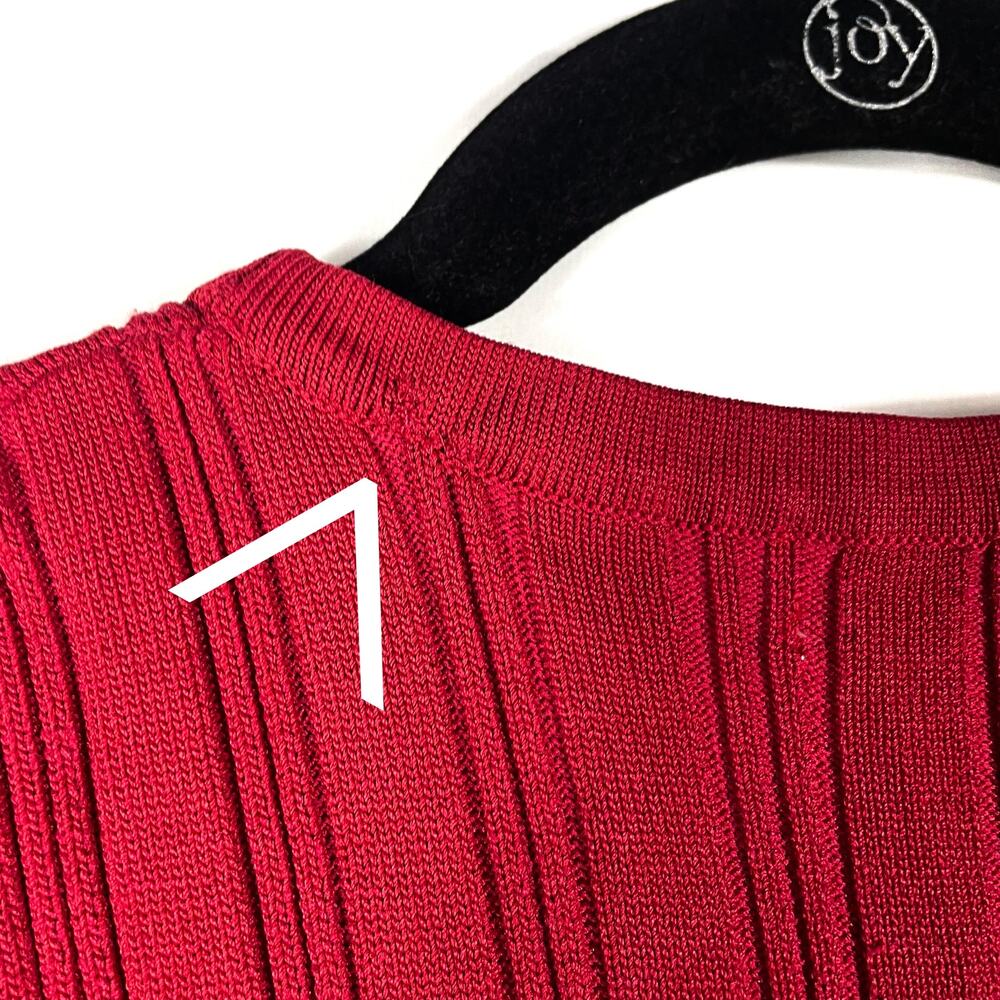 Red Knit Long-Sleeve Mini Dress - Brand - Picture 14 of 14